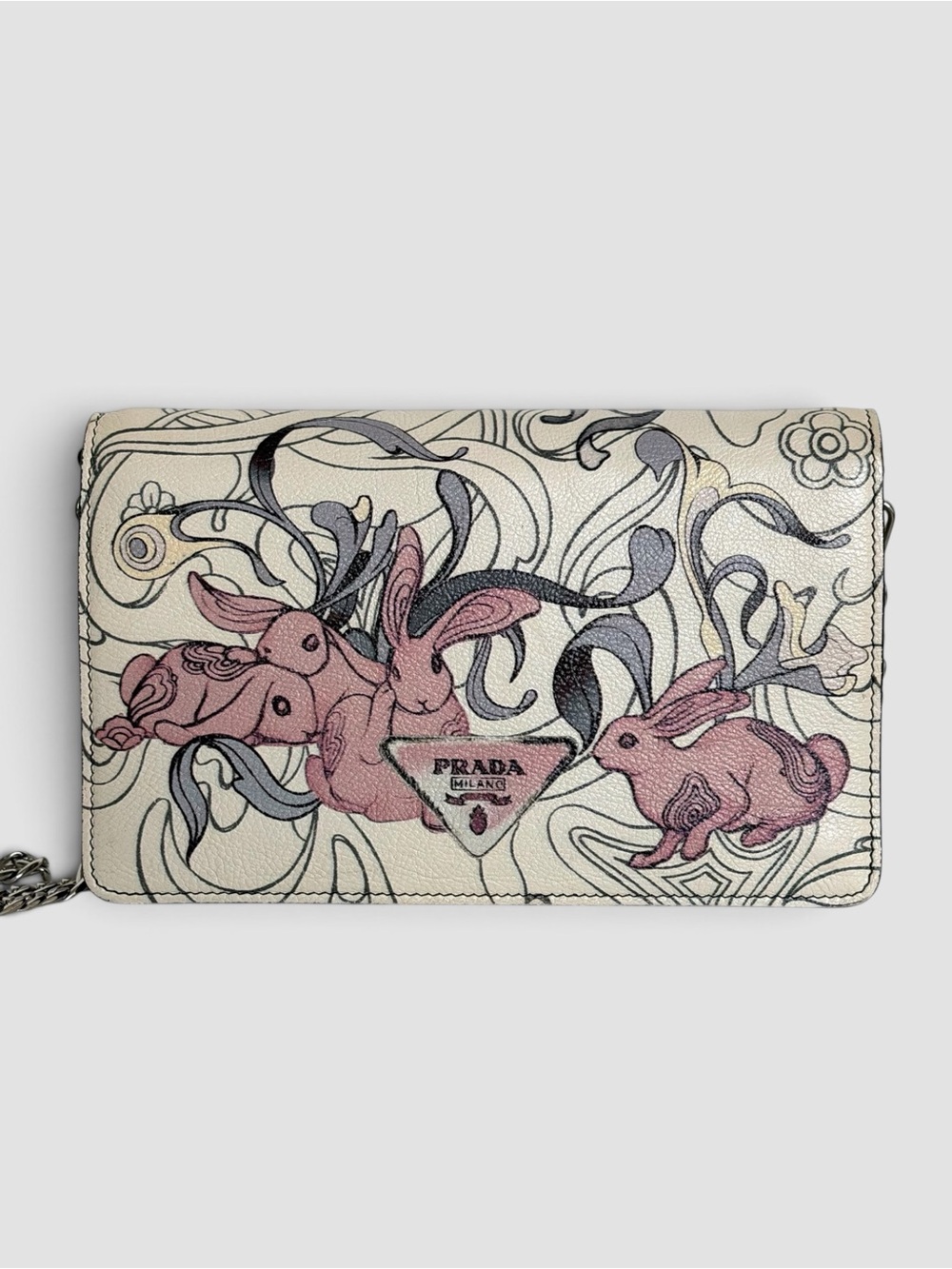 Prada & JAMES JEAN Rabbit Print Chain Crossbody Bag